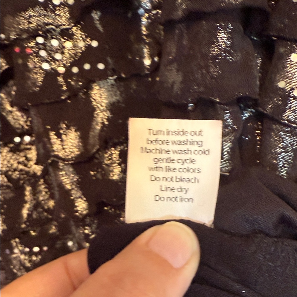 Notations Black and Silver Ruffle Blouse - Picture 7 of 8